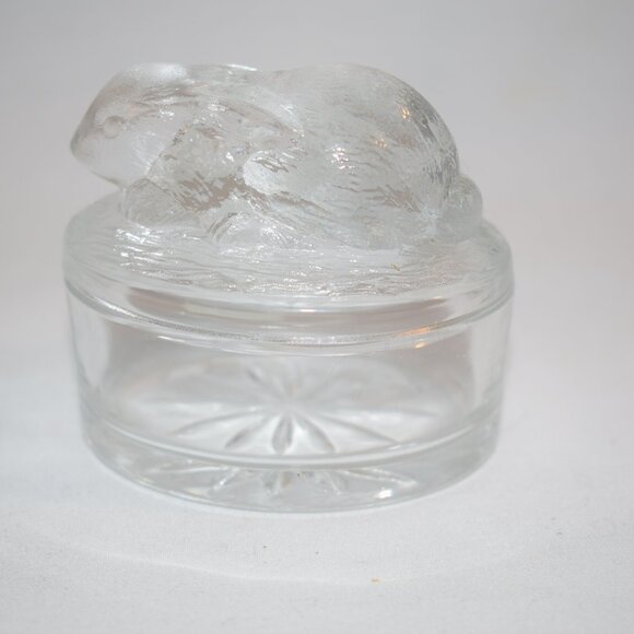Luminarc Verrerie D'Arques France Glass Rabbit Trinket Box EUC - Picture 3 of 5